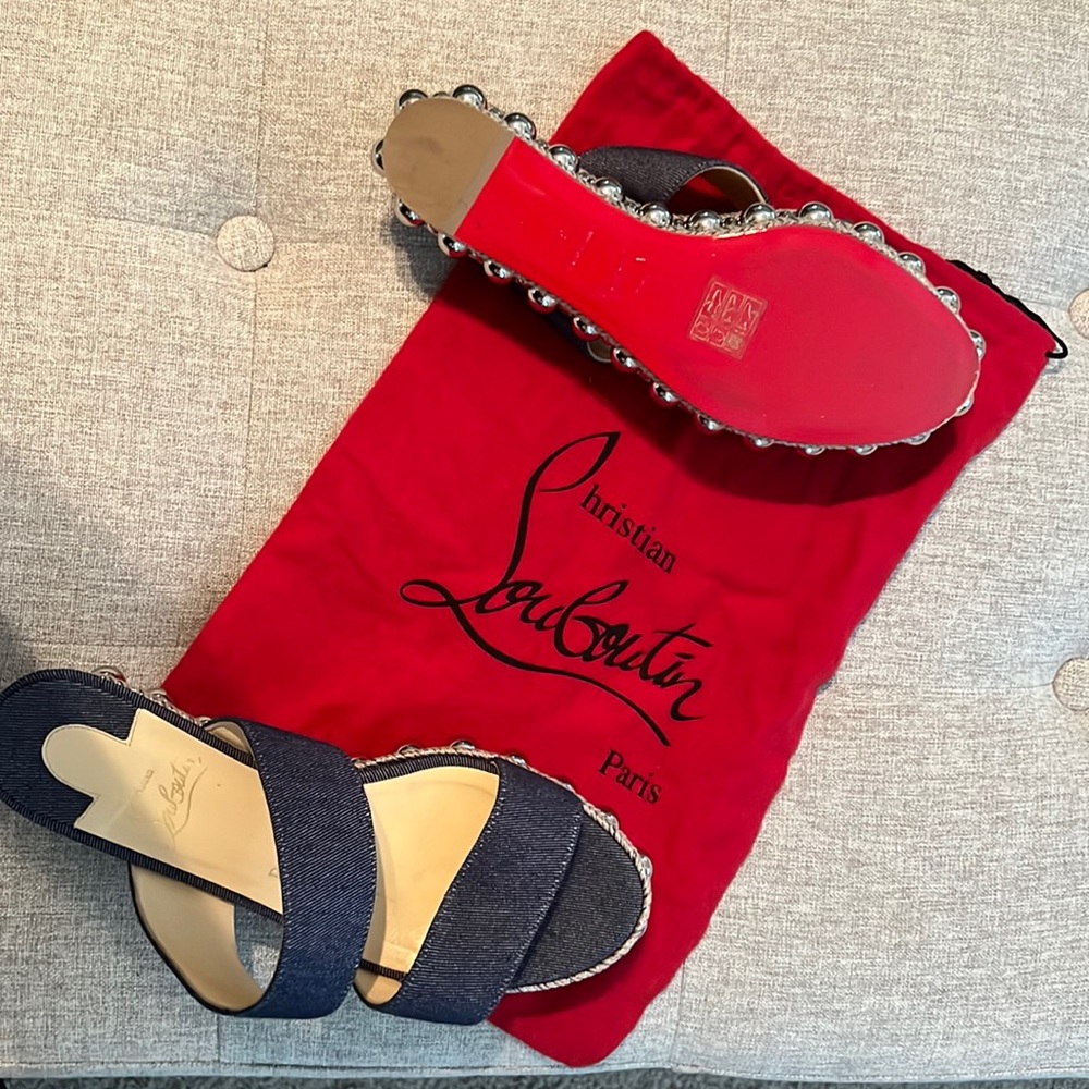 Size 37 Christian Louboutin Blue Jean sandals.